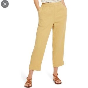 Madewell Tan Soft-Spun Cotton Gauze Pull-on Pants with Elastic Waistband
